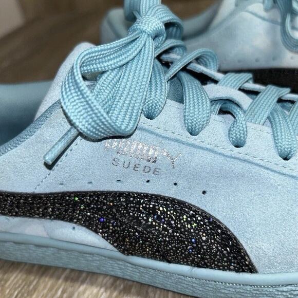 Puma Classic Suede Turquoise Blue Low Top Youth US Size 5.5 Sneaker Shoes - Picture 3 of 12